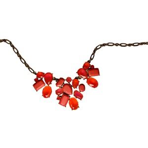 Kate Spade New York NECKLACE orange coral goldtone chain
